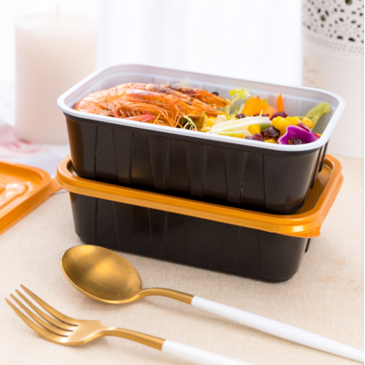 Wholesale 500ml microwave safe black food packaging bento meal container disposable plastic pp lunch box