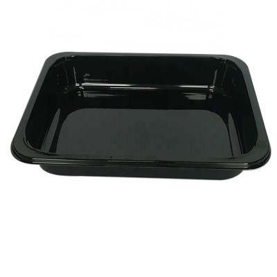 Custom black disposable CPET plastic dinner plates microwave baking meal packing tray for food packing container