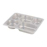 SS 201  divided fast food lunch plate with pp slip  stainless steel rectangular 5 compartment children school canteen tray