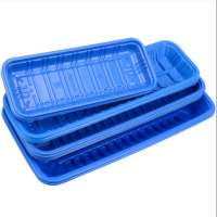 wholesale disposable supermarket frozen meat/seafood plastic trays PP blue blister food packaging container