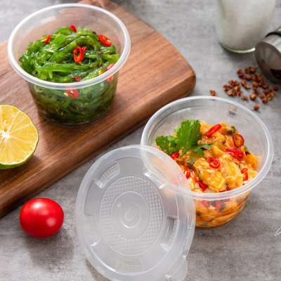 disposable plastic PP round clear microwave food containers soup bowls leak proof takeaway packing lunch box