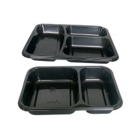 eco friendly disposable black CPET plastic food container microwave baking airline meal packaging tray