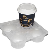 Disposable tea coffee juice plastic 4 cup tray