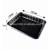 Disposable black plastic food and fruit trays HTA1813(26)