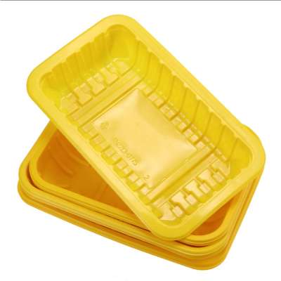 disposable plastic yellow sealed PP blister packaging rectangular food meat preservation tray for frozen chicken