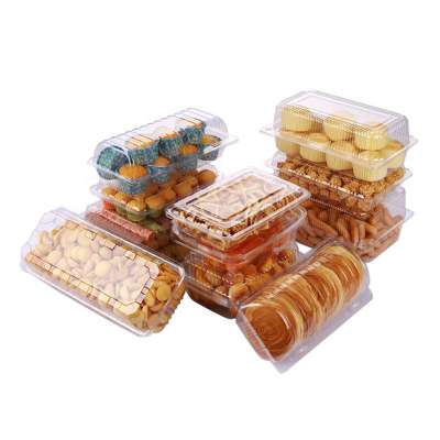 wholesale custom disposable clear/transparent PET clamshell packaging plastic in bulk boxes for cakes