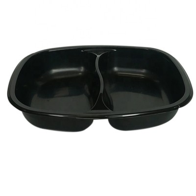 disposable black CPET plastic microwave baking blister  food  packing container compartment airline meal  tray