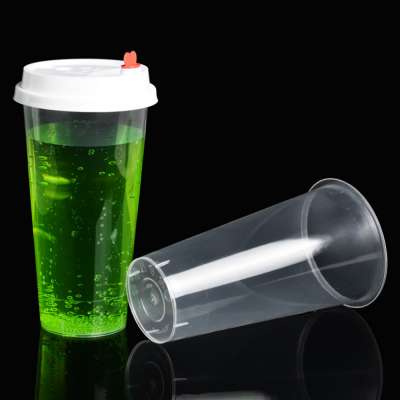 Take away clear pp drinking cups 600ml disposable 20 oz hot beverage hard plastic cups with lids