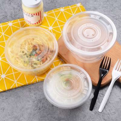 eco friendly disposable plastic microwave safe soup bowl with lid clear PP leak proof lunch box containers